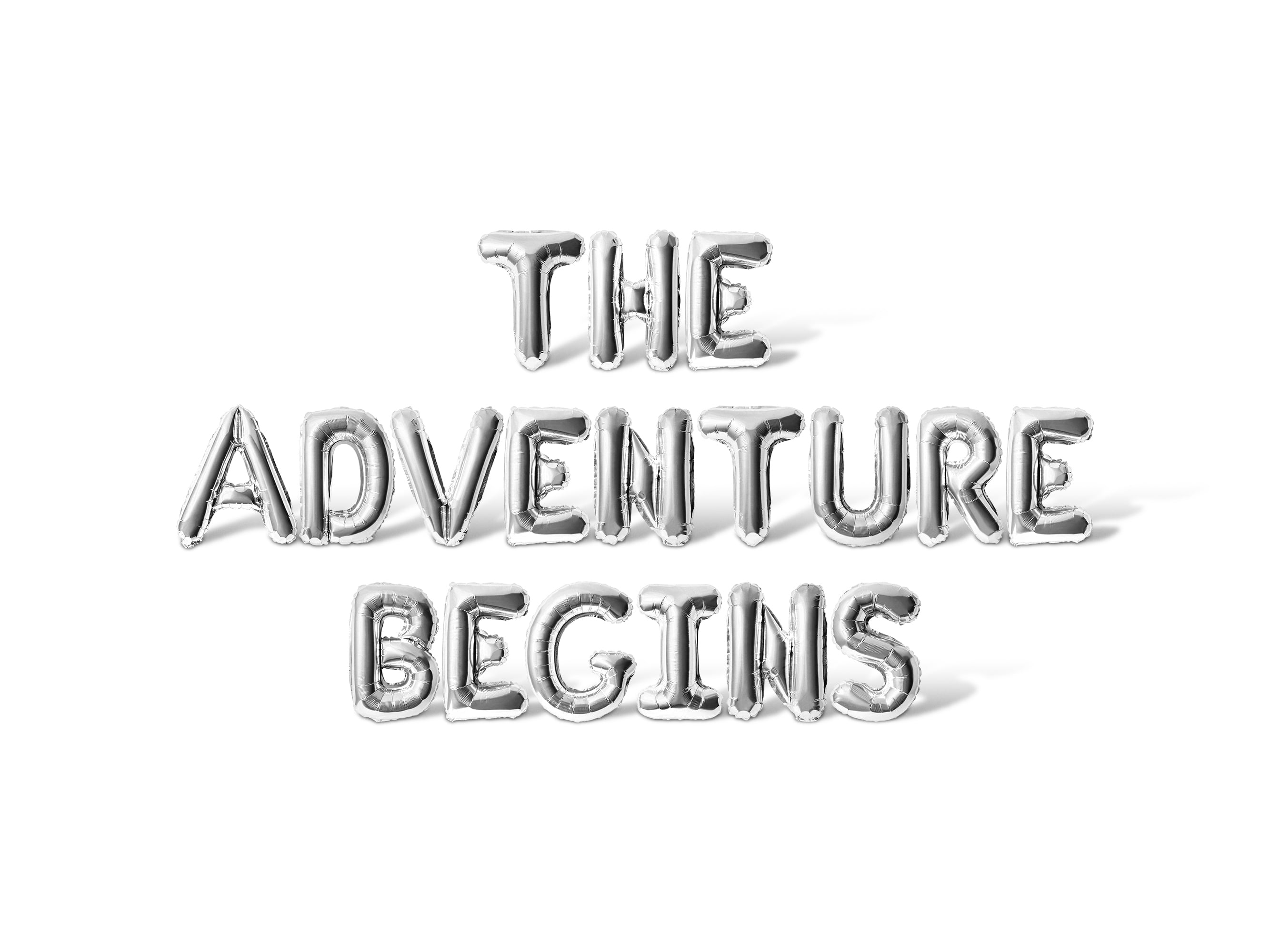 Letter Balloons - THE ADVENTURE BEGINS 16" Inch Alphabet Letters Foil Mylar Balloon Graduation Day Party Banner (Silver)