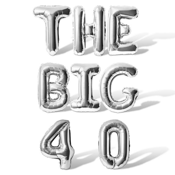 Letter Balloons - THE BIG 4 0 16" Inch Alphabet Letters Foil Mylar Balloon 40th Birthday Party Banner (Silver)
