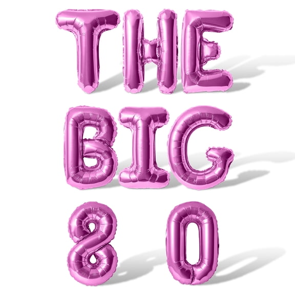 Letter Balloons - THE BIG 8 0 16" Inch Alphabet Letters Foil Mylar Balloon 80th Birthday Party Banner (Pink)