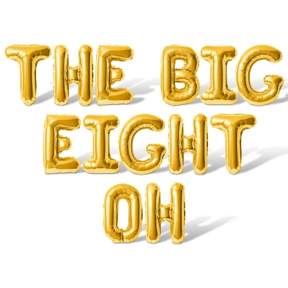 Letter Balloons - THE BIG EIGHT OH 16" Inch Alphabet Letters Foil Mylar Balloon 80th Birthday Party Banner (Gold)