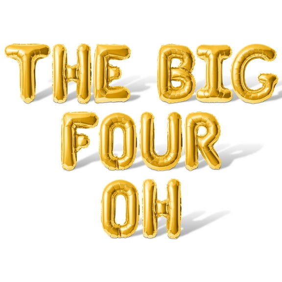 Letter Balloons - THE BIG FOUR OH 16" Inch Alphabet Letters Foil Mylar Balloon 40th Birthday Party Banner (Gold)