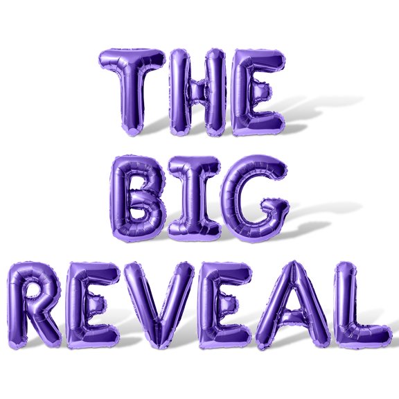 Letter Balloons - THE BIG REVEAL 16" Inch Alphabet Letters Foil Mylar Balloon Baby Shower Party Banner (Purple)