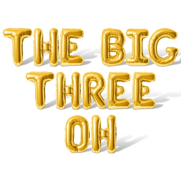 Letter Balloons - THE BIG THREE OH 16" Inch Alphabet Letters Foil Mylar Balloon 30th Birthday Party Banner (Gold)