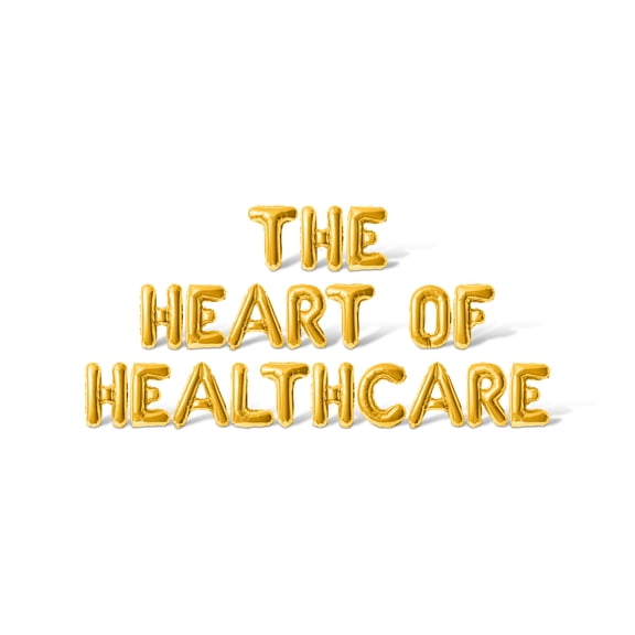 Letter Balloons - THE HEART OF HEALTHCARE 16" Inch Alphabet Letters Foil Mylar Balloon Nurse Appreciation Party Banner (Gold)