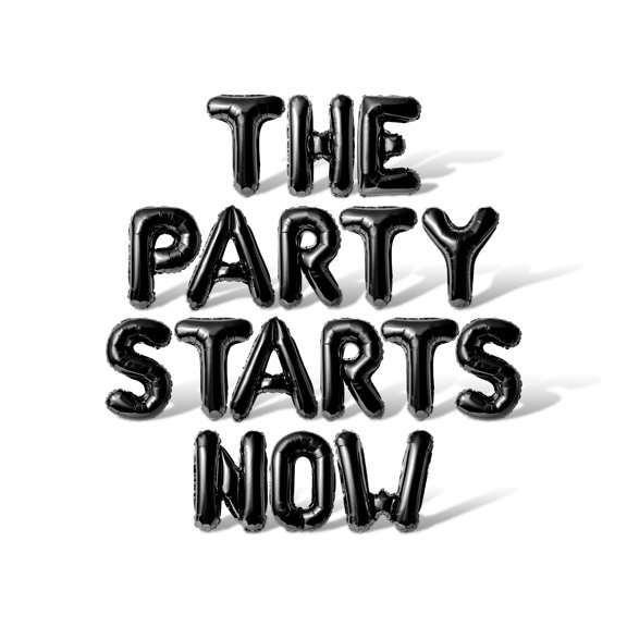 Letter Balloons - THE PARTY STARTS NOW 16" Inch Alphabet Letters Foil Mylar Balloon Retirement Party Banner (Black)