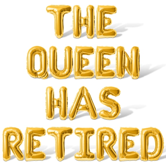 Letter Balloons - THE QUEEN HAS RETIRED 16" Inch Alphabet Letters Foil Mylar Balloon Retirement Party Banner (Gold)