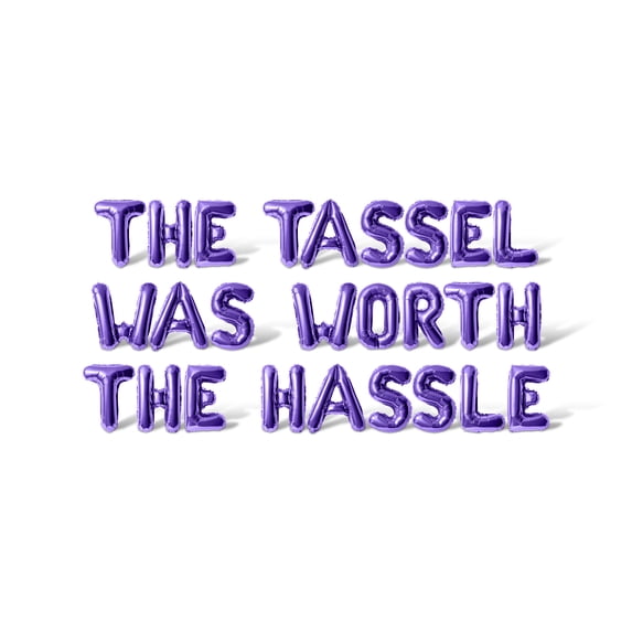 Letter Balloons - THE TASSEL WAS WORTH THE HASSLE 16" Inch Alphabet Letters Foil Mylar Balloon Graduation Day Party Banner (Purple)