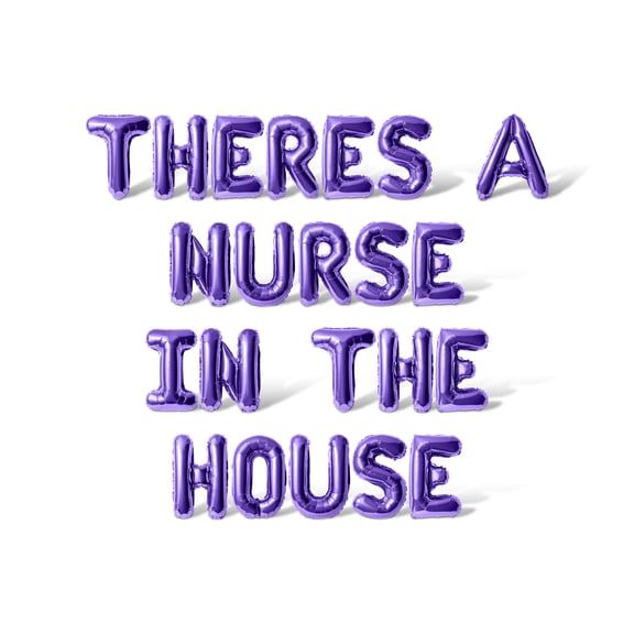 Letter Balloons - THERES A NURSE IN THE HOUSE 16" Inch Alphabet Letters Foil Mylar Balloon Graduation Day Party Banner (Purple)