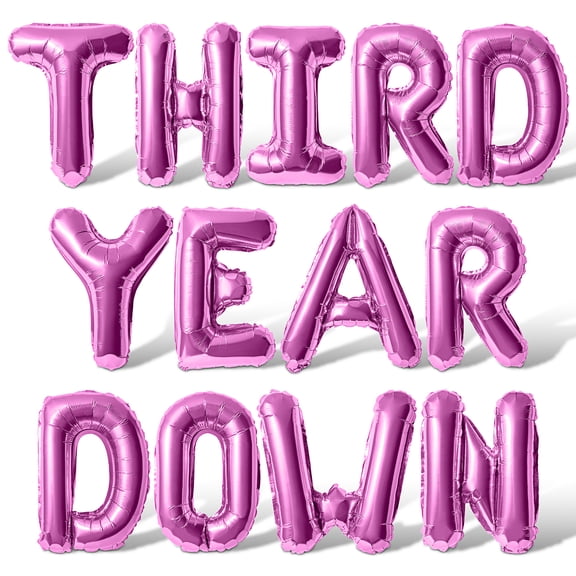 Letter Balloons - THIRD YEAR DOWN 16" Inch Alphabet Letters Foil Mylar Balloon 3rd Birthday Party Banner (Pink)