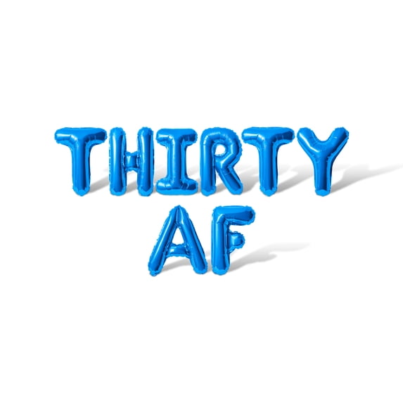 Letter Balloons - THIRTY AF 16" Inch Alphabet Letters Foil Mylar Balloon Birthday Party Banner (Blue)