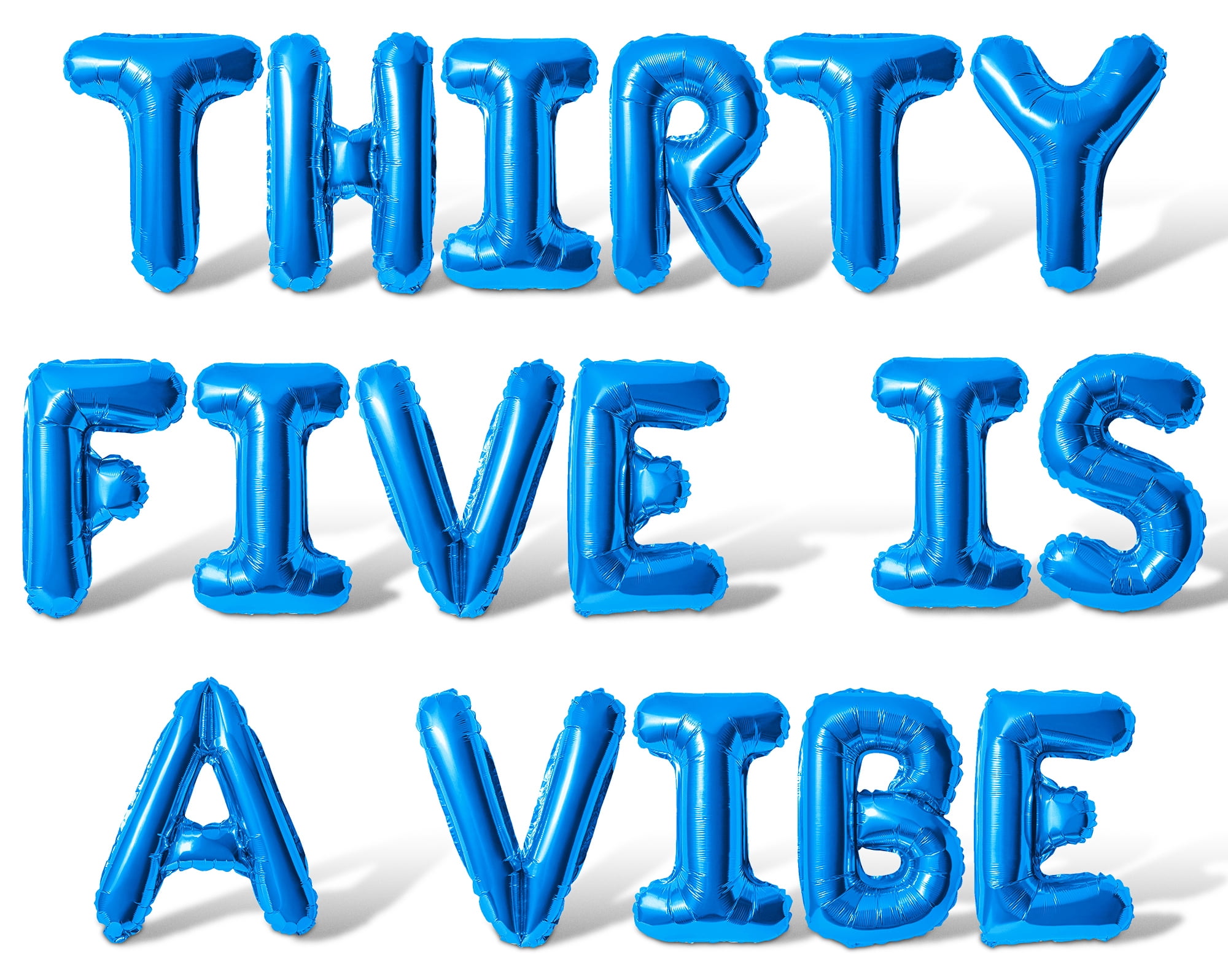 Letter Balloons - THIRTY FIVE IS A VIBE 16" Inch Alphabet Letters Foil Mylar Balloon 35th Birthday Party Banner (Blue)