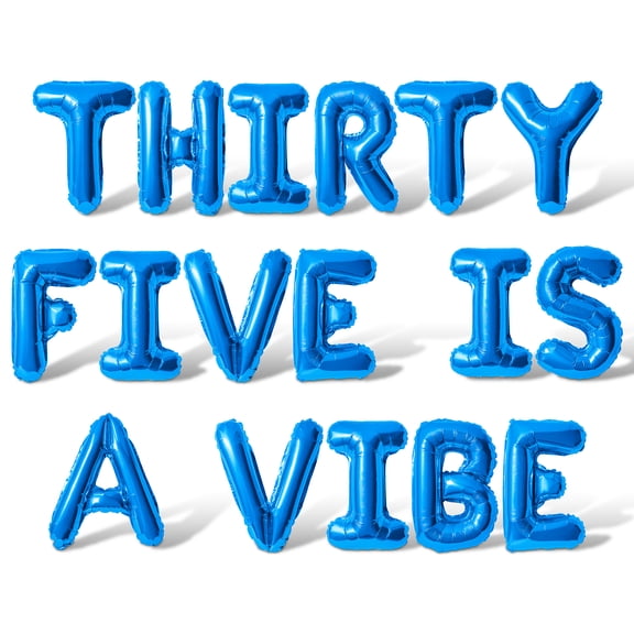 Letter Balloons - THIRTY FIVE IS A VIBE 16" Inch Alphabet Letters Foil Mylar Balloon 35th Birthday Party Banner (Blue)