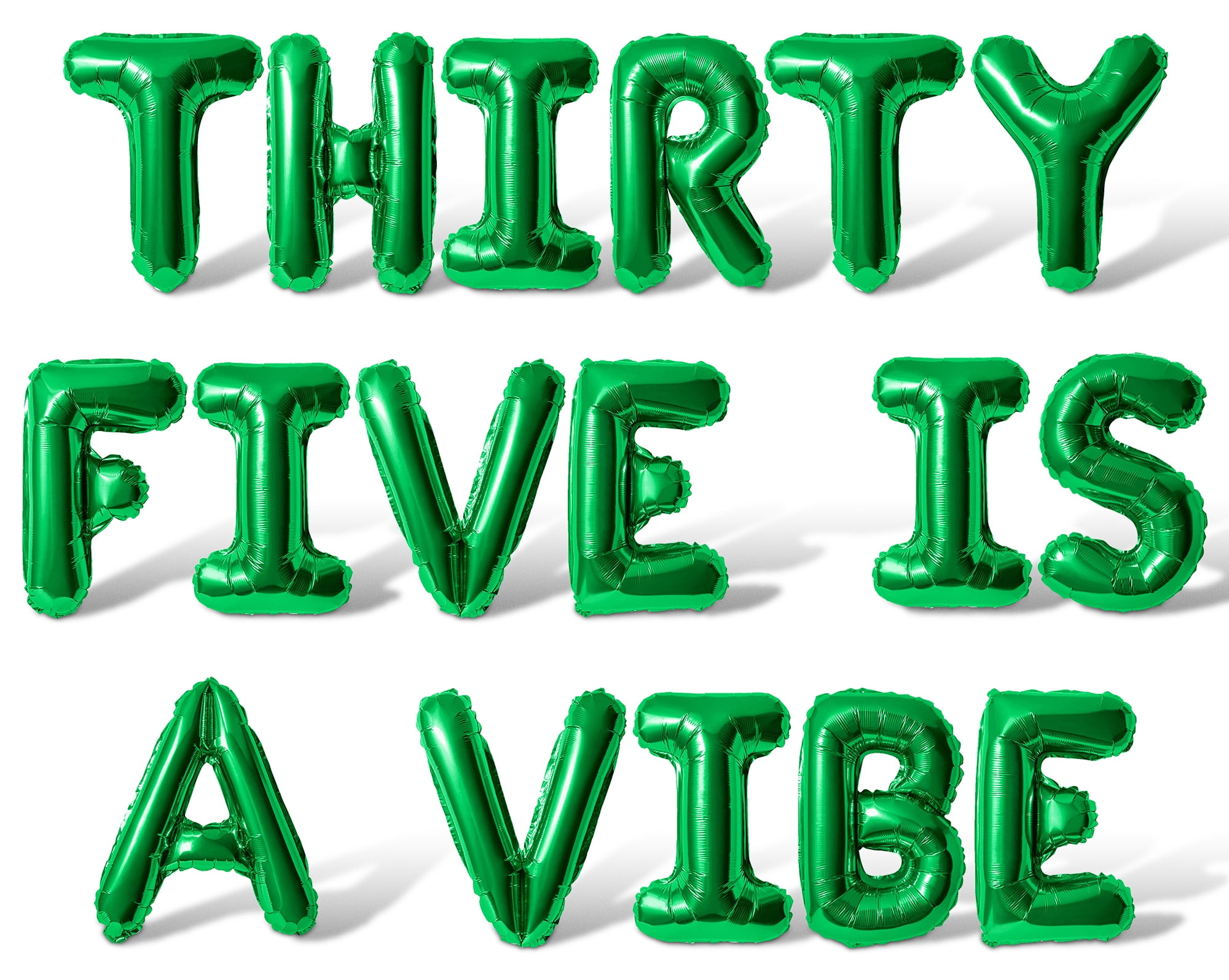 Letter Balloons - THIRTY FIVE IS A VIBE 16" Inch Alphabet Letters Foil Mylar Balloon 35th Birthday Party Banner (Green)