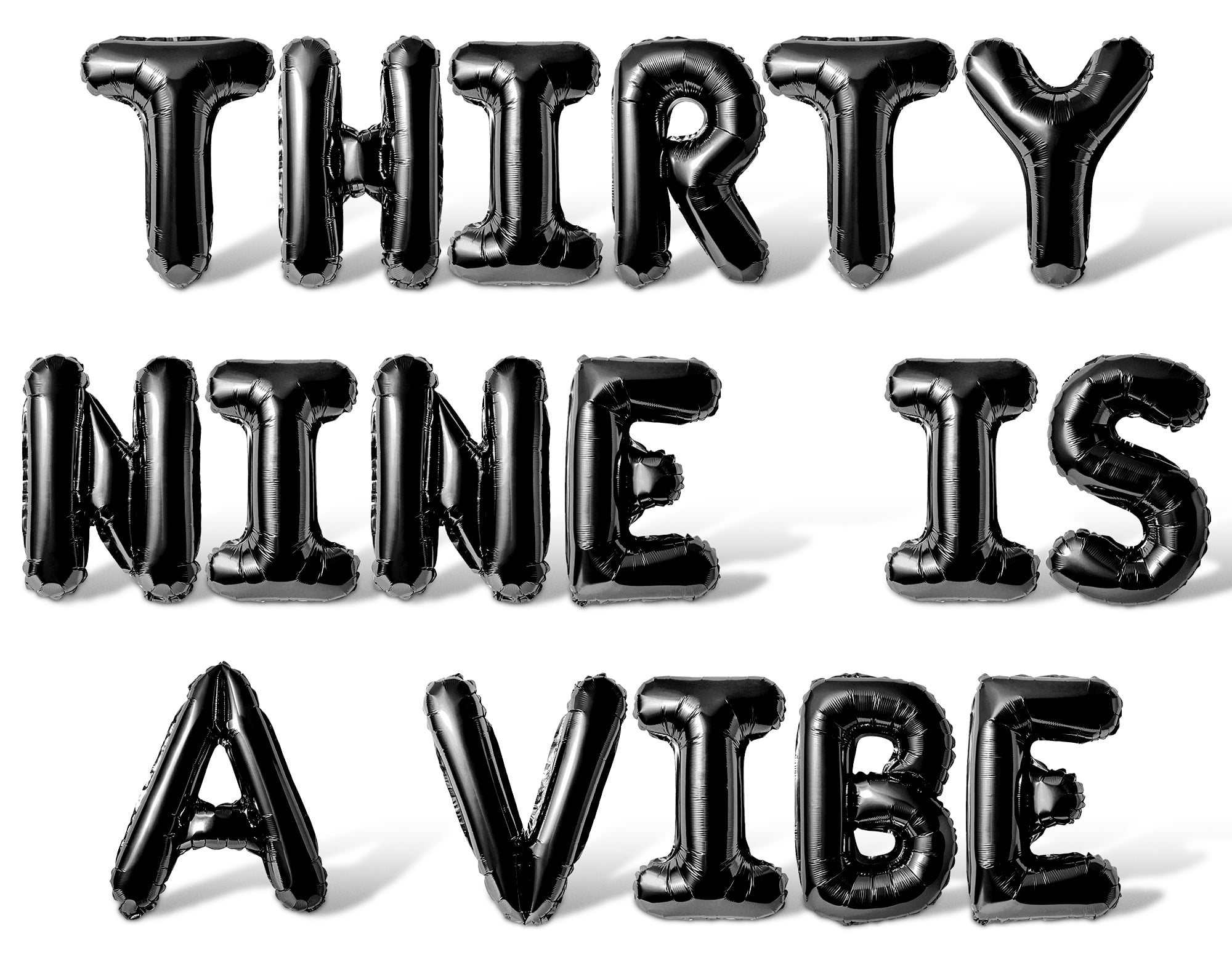 Letter Balloons - THIRTY NINE IS A VIBE 16" Inch Alphabet Letters Foil Mylar Balloon 39th Birthday Party Banner (Black)