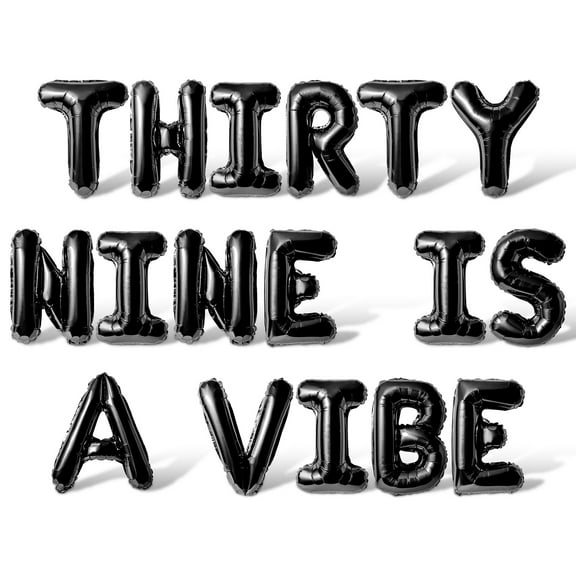 Letter Balloons - THIRTY NINE IS A VIBE 16" Inch Alphabet Letters Foil Mylar Balloon 39th Birthday Party Banner (Black)