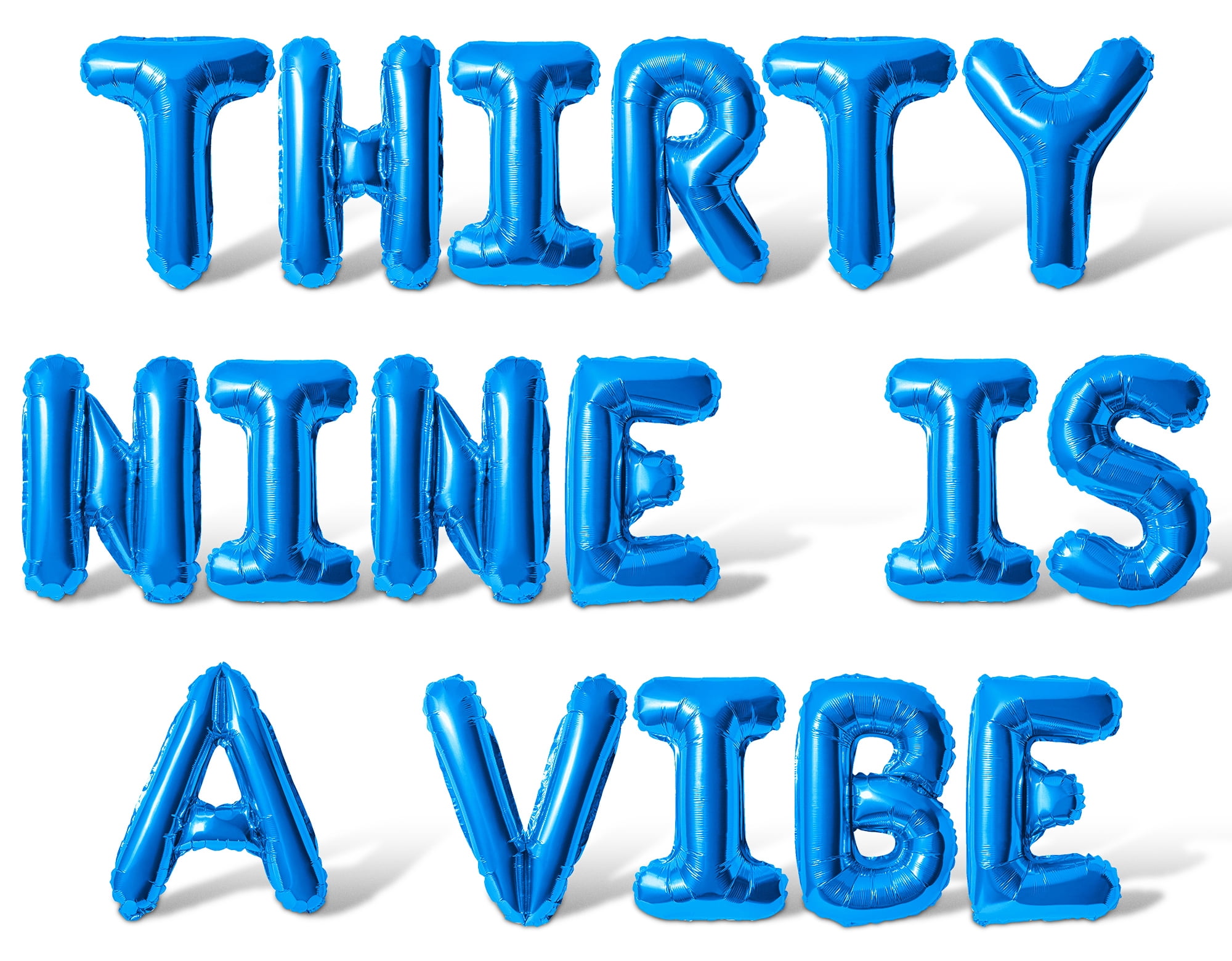Letter Balloons - THIRTY NINE IS A VIBE 16" Inch Alphabet Letters Foil Mylar Balloon 39th Birthday Party Banner (Blue)