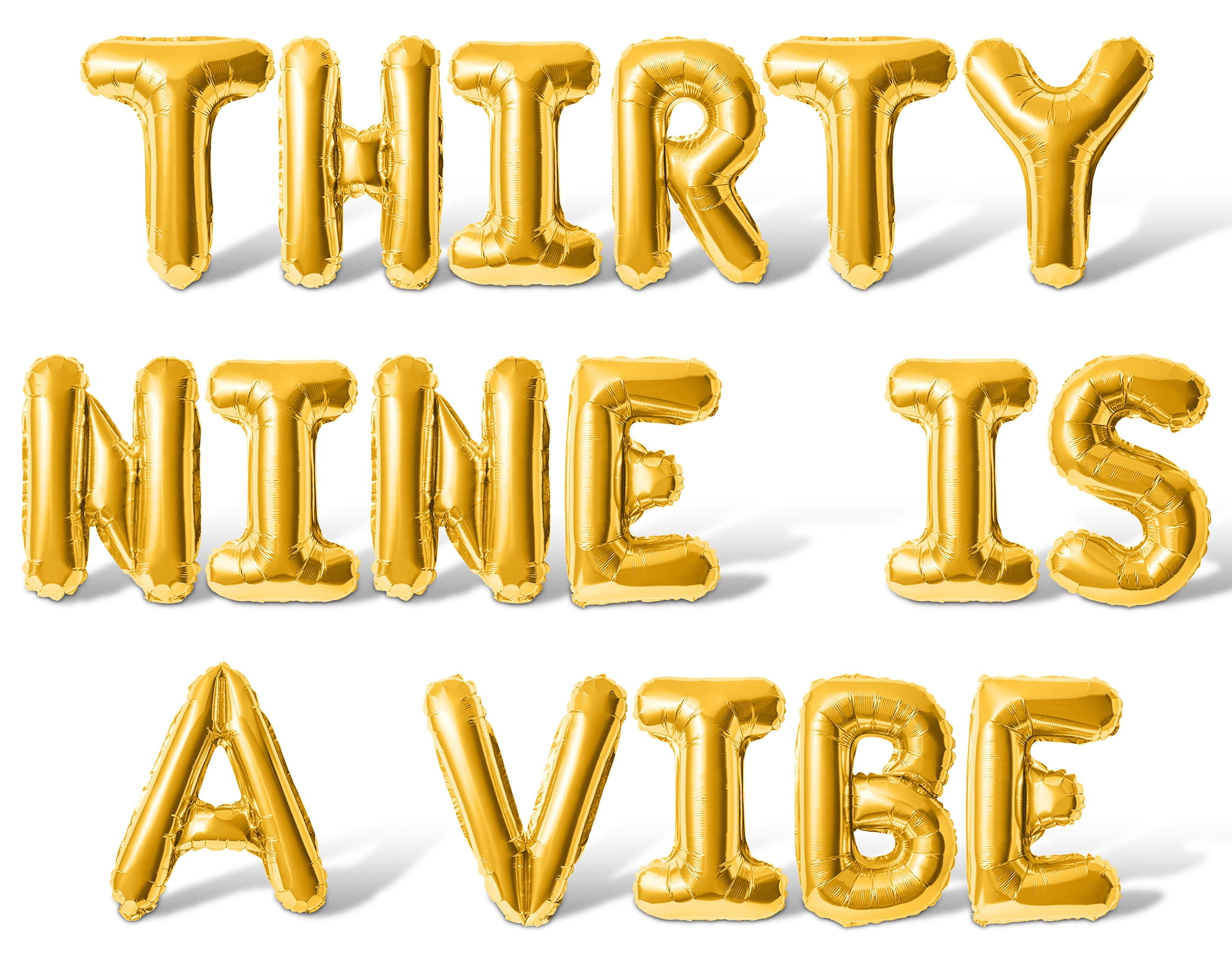 Letter Balloons - THIRTY NINE IS A VIBE 16" Inch Alphabet Letters Foil Mylar Balloon 39th Birthday Party Banner (Gold)