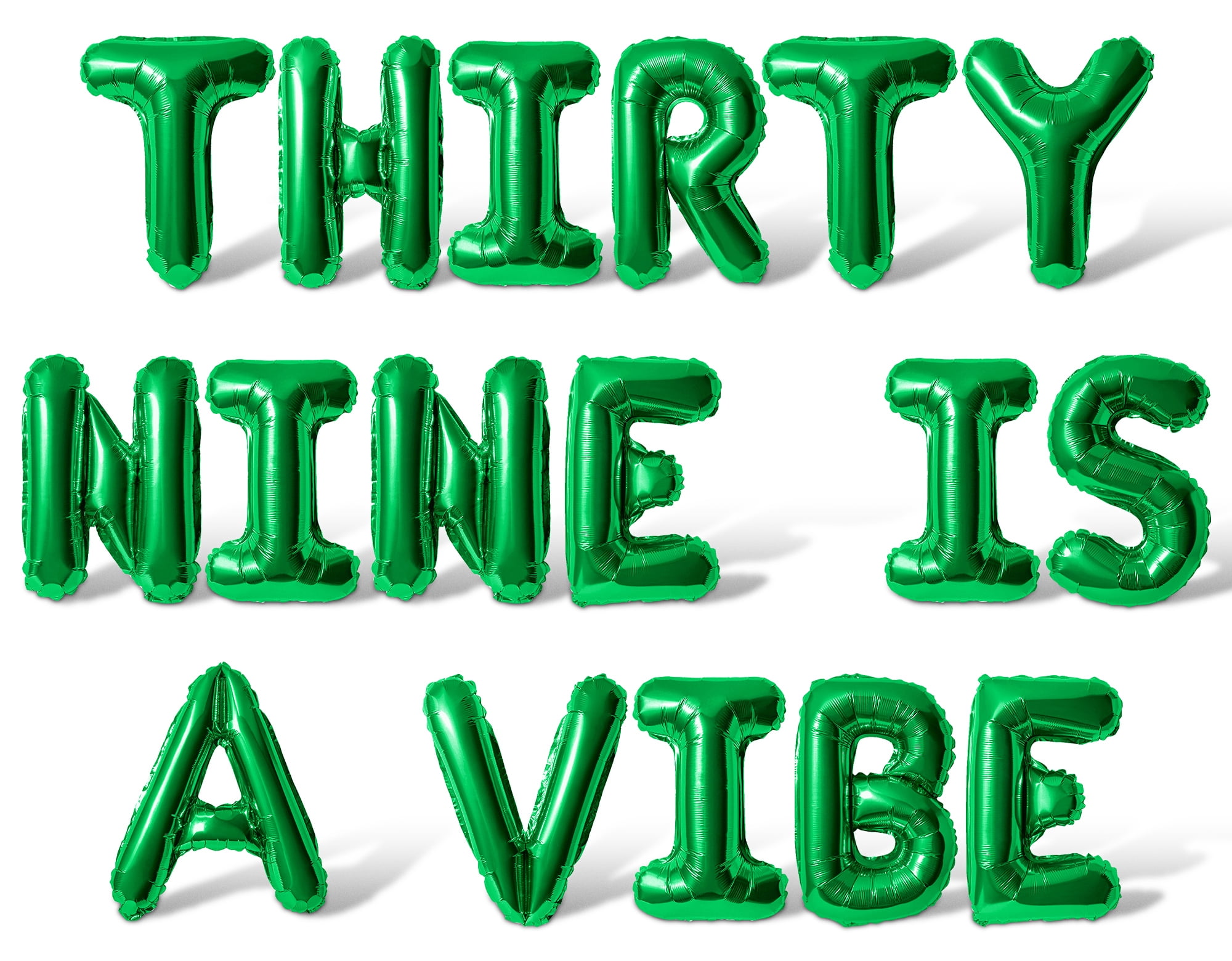 Letter Balloons - THIRTY NINE IS A VIBE 16" Inch Alphabet Letters Foil Mylar Balloon 39th Birthday Party Banner (Green)
