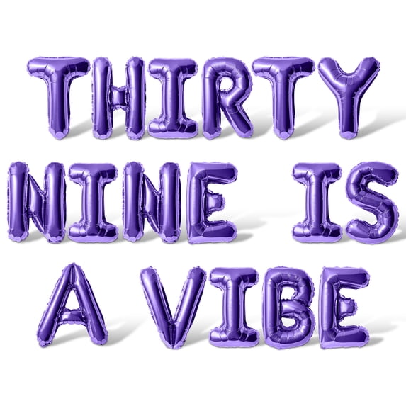 Letter Balloons - THIRTY NINE IS A VIBE 16" Inch Alphabet Letters Foil Mylar Balloon 39th Birthday Party Banner (Purple)