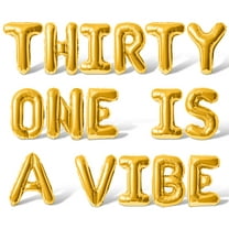 Letter Balloons - THIRTY ONE IS A VIBE 16" Inch Alphabet Letters Foil Mylar Balloon 31st Birthday Party Banner (Gold)
