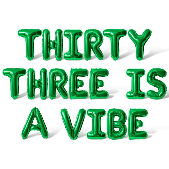 Letter Balloons - THIRTY THREE IS A VIBE 16" Inch Alphabet Letters Foil Mylar Balloon 33rd Birthday Party Banner (Green)