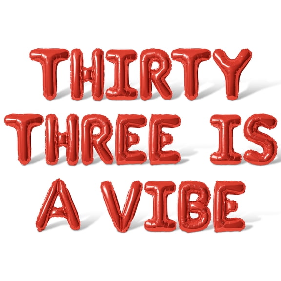 Letter Balloons - THIRTY THREE IS A VIBE 16" Inch Alphabet Letters Foil Mylar Balloon 33rd Birthday Party Banner (Red)