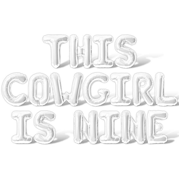 Letter Balloons - THIS COWGIRL IS NINE 16" Inch Alphabet Letters Foil Mylar Balloon 9th Birthday Party Banner (White)
