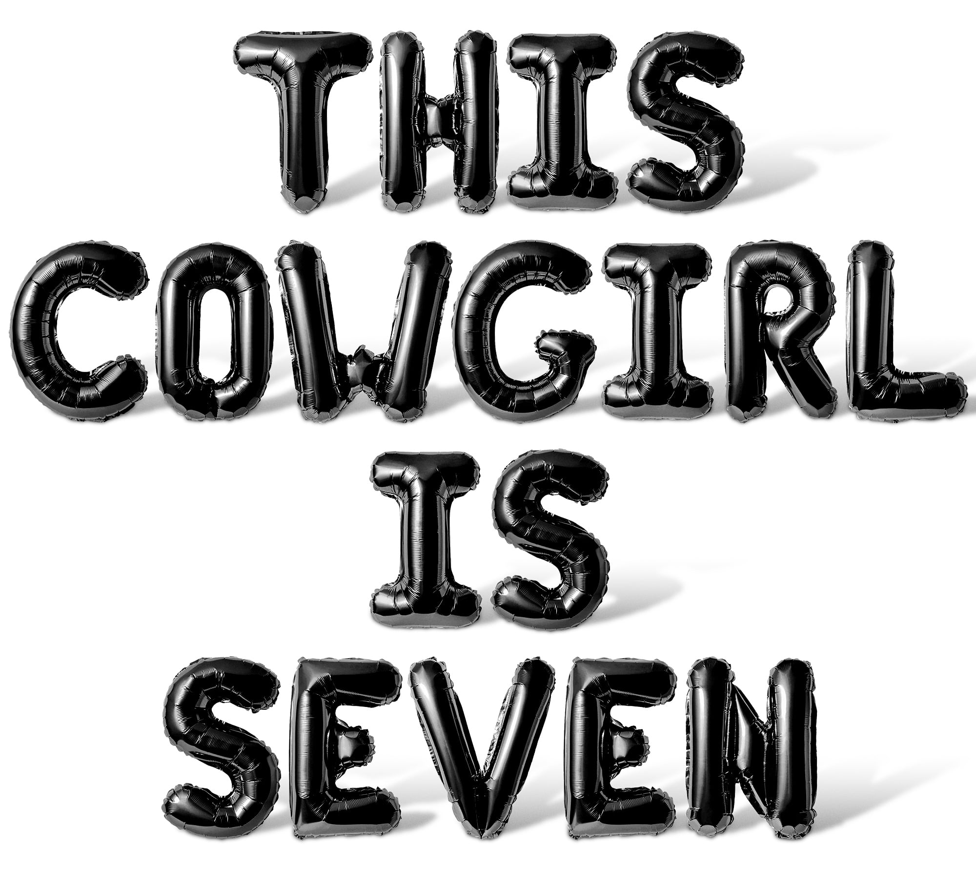 Letter Balloons - THIS COWGIRL IS SEVEN 16" Inch Alphabet Letters Foil Mylar Balloon 7th Birthday Party Banner (Black)
