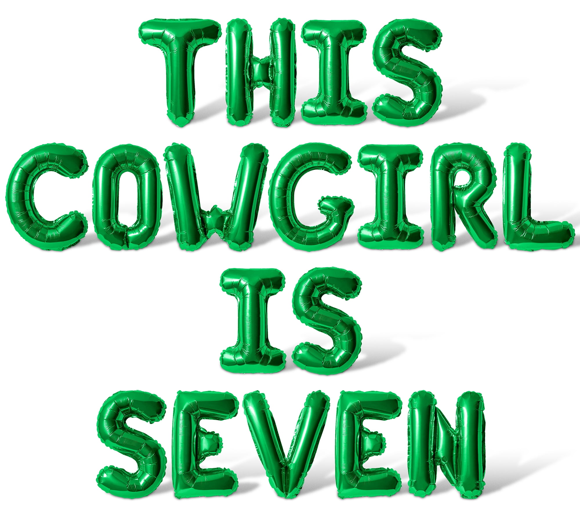 Letter Balloons - THIS COWGIRL IS SEVEN 16" Inch Alphabet Letters Foil Mylar Balloon 7th Birthday Party Banner (Green)
