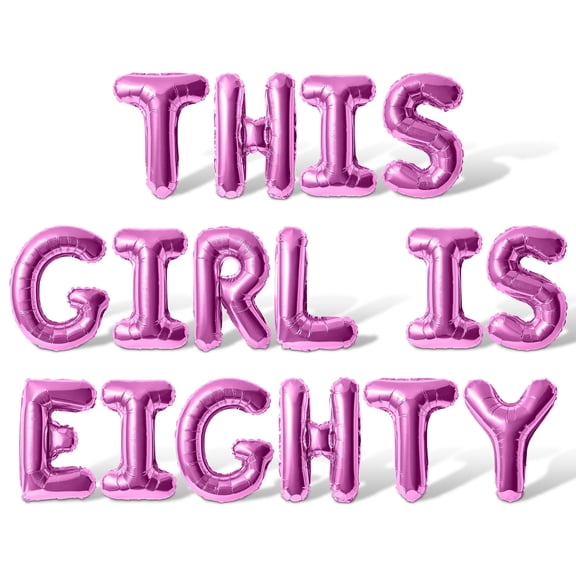 Letter Balloons - THIS GIRL IS EIGHTY 16" Inch Alphabet Letters Foil Mylar Balloon 80th Birthday Party Banner (Pink)