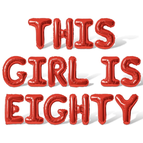 Letter Balloons - THIS GIRL IS EIGHTY 16" Inch Alphabet Letters Foil Mylar Balloon 80th Birthday Party Banner (Red)