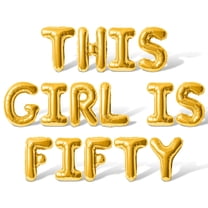 Letter Balloons - THIS GIRL IS FIFTY 16" Inch Alphabet Letters Foil Mylar Balloon 50th Birthday Party Banner (Gold)