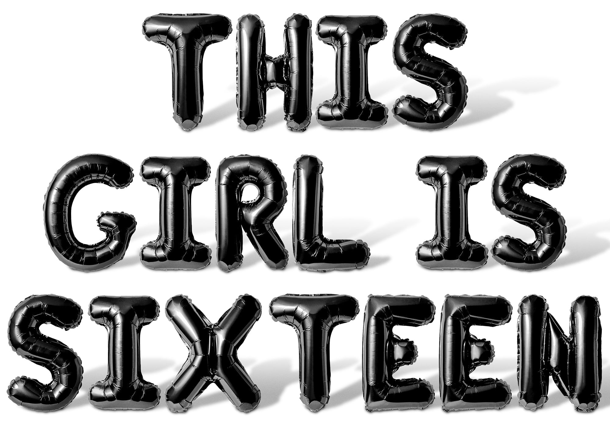 Letter Balloons - THIS GIRL IS SIXTEEN 16" Inch Alphabet Letters Foil Mylar Balloon 16th Birthday Party Banner (Black)