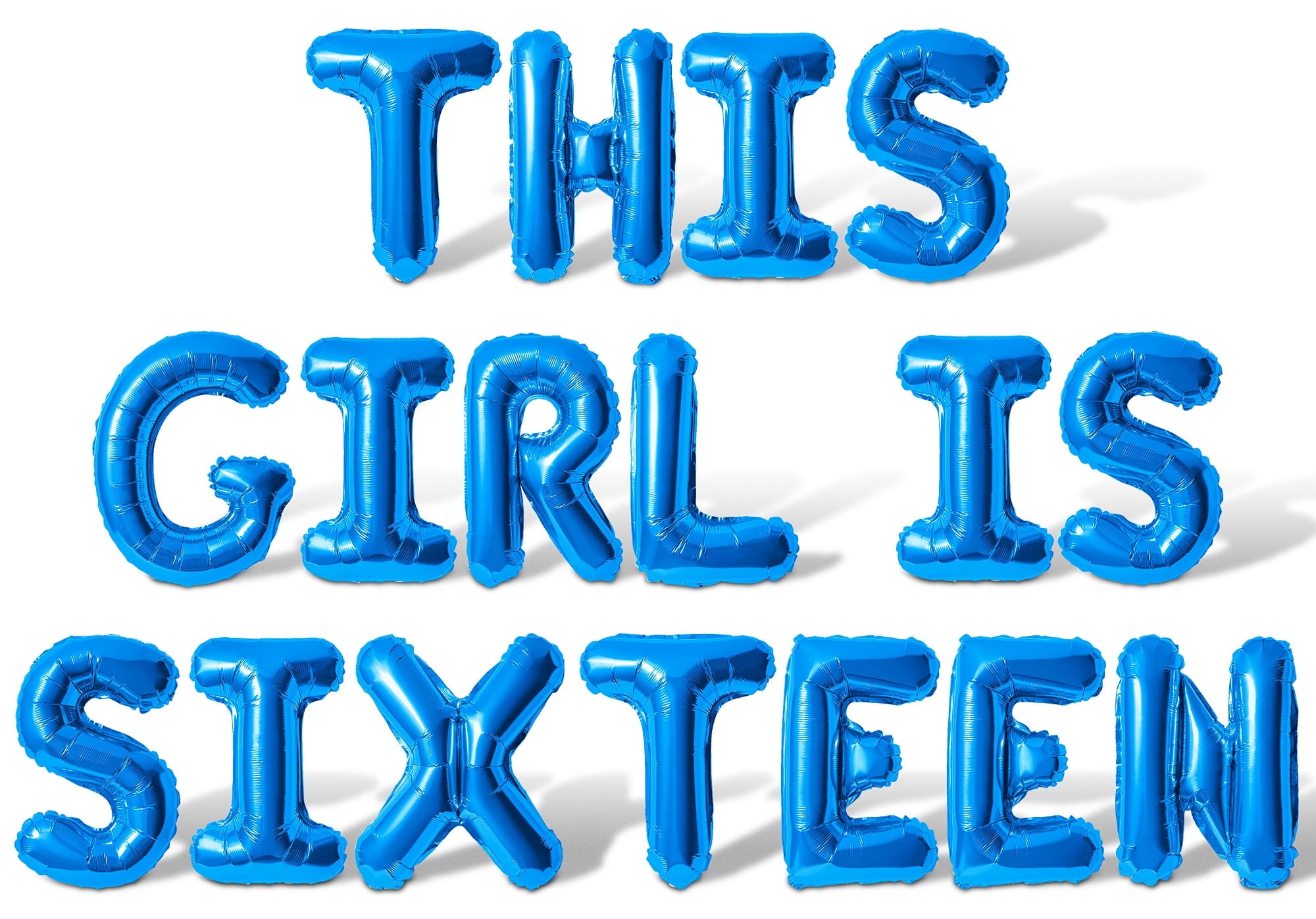 Letter Balloons - THIS GIRL IS SIXTEEN 16" Inch Alphabet Letters Foil Mylar Balloon 16th Birthday Party Banner (Blue)
