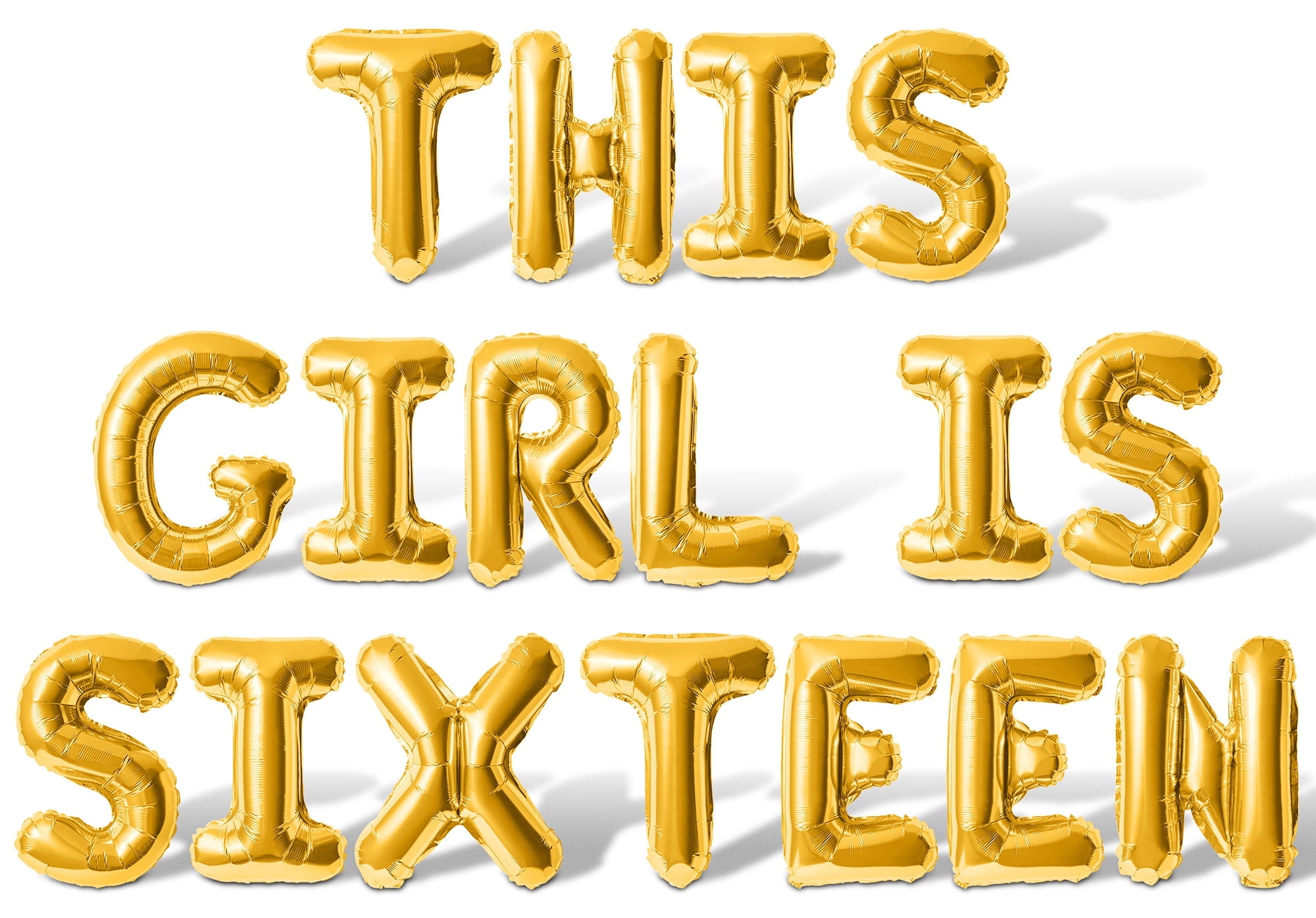 Letter Balloons - THIS GIRL IS SIXTEEN 16" Inch Alphabet Letters Foil Mylar Balloon 16th Birthday Party Banner (Gold)