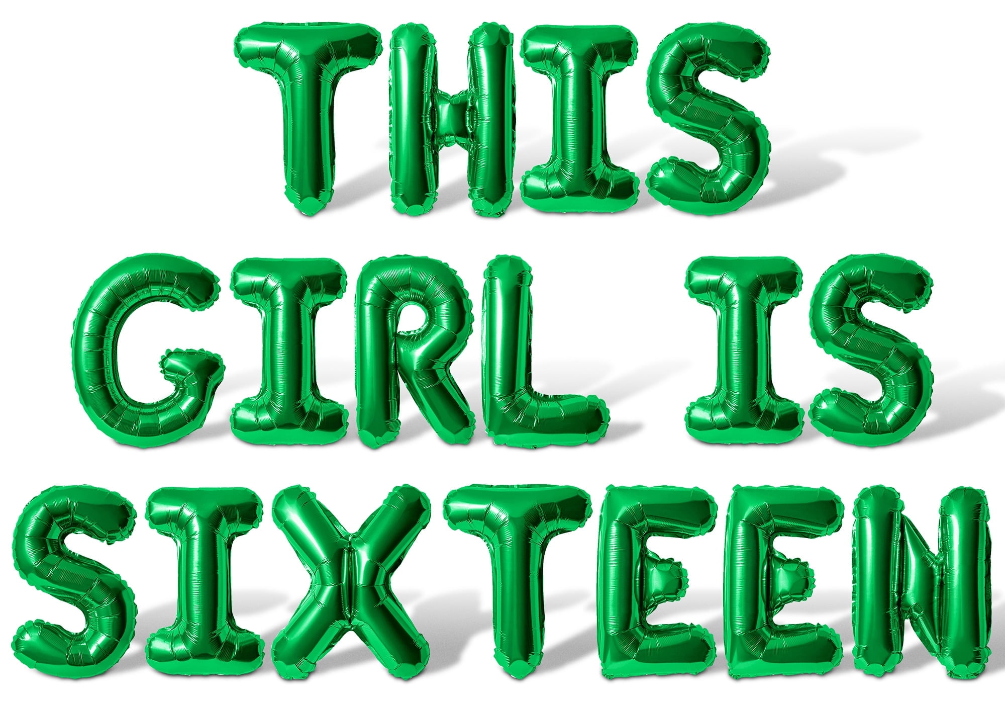 Letter Balloons - THIS GIRL IS SIXTEEN 16" Inch Alphabet Letters Foil Mylar Balloon 16th Birthday Party Banner (Green)