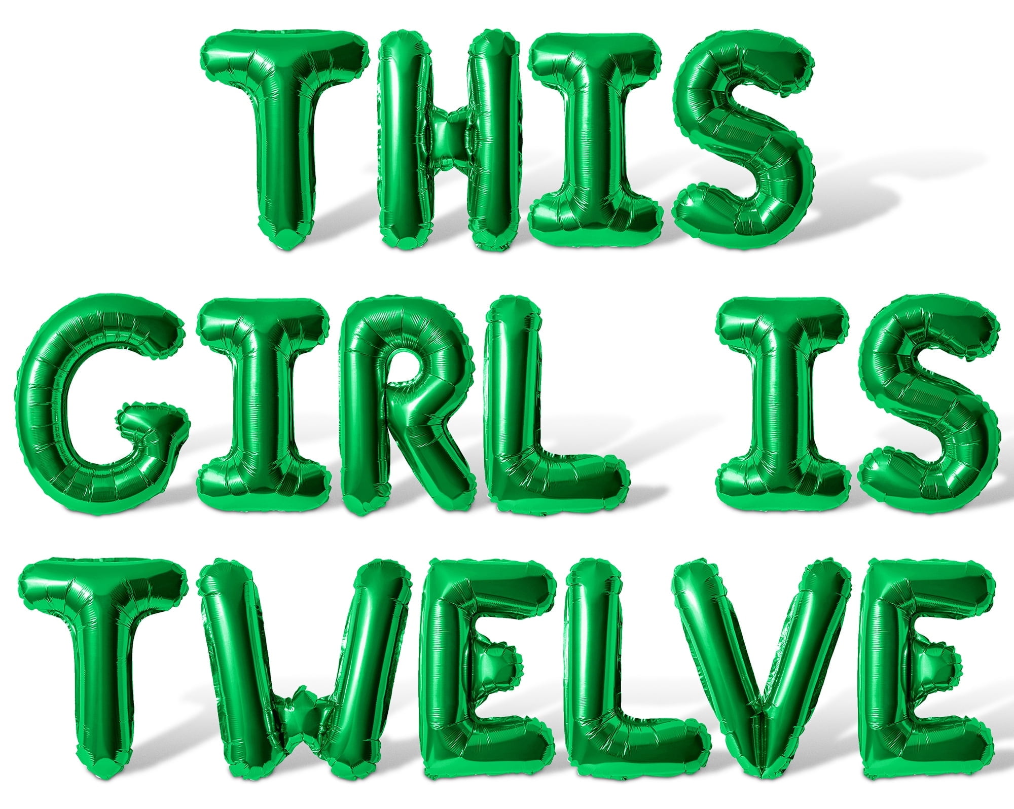 Letter Balloons - THIS GIRL IS TWELVE 16" Inch Alphabet Letters Foil Mylar Balloon 12th Birthday Party Banner (Green)