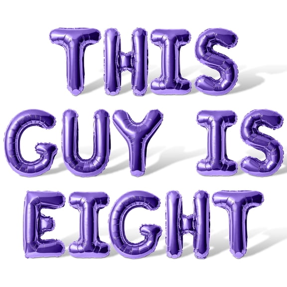 Letter Balloons - THIS GUY IS EIGHT 16" Inch Alphabet Letters Foil Mylar Balloon 8th Birthday Party Banner (Purple)