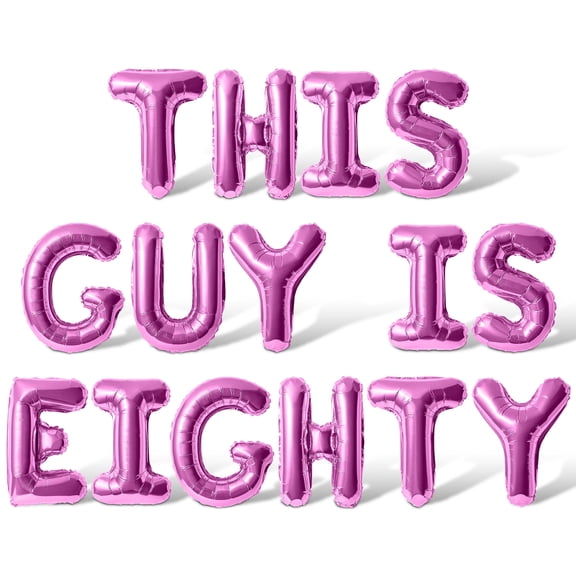 Letter Balloons - THIS GUY IS EIGHTY 16" Inch Alphabet Letters Foil Mylar Balloon 80th Birthday Party Banner (Pink)