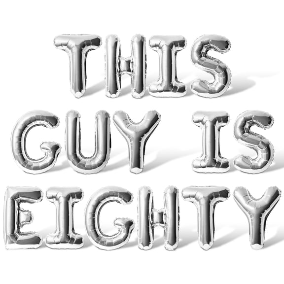 Letter Balloons - THIS GUY IS EIGHTY 16" Inch Alphabet Letters Foil Mylar Balloon 80th Birthday Party Banner (Silver)