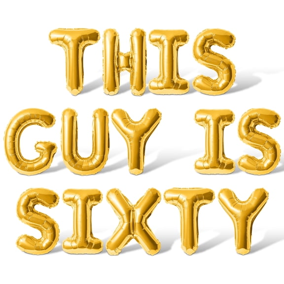 Letter Balloons - THIS GUY IS SIXTY 16" Inch Alphabet Letters Foil Mylar Balloon 60th Birthday Party Banner (Gold)
