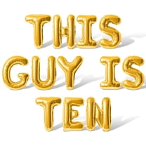 Letter Balloons - THIS GUY IS TEN 16" Inch Alphabet Letters Foil Mylar Balloon 10th Birthday Party Banner (Gold)