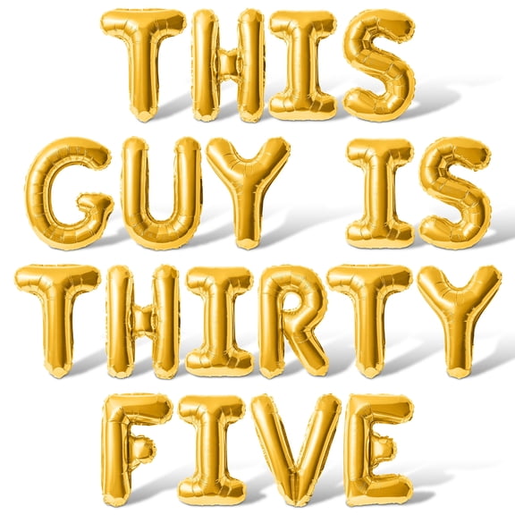Letter Balloons - THIS GUY IS THIRTY FIVE 16" Inch Alphabet Letters Foil Mylar Balloon 35th Birthday Party Banner (Gold)