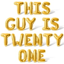 Letter Balloons - THIS GUY IS TWENTY ONE 16" Inch Alphabet Letters Foil Mylar Balloon 21st Birthday Party Banner (Gold)