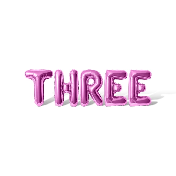 Letter Balloons - THREE 16" Inch Alphabet Letters Foil Mylar Balloon Birthday Party Banner (Pink)