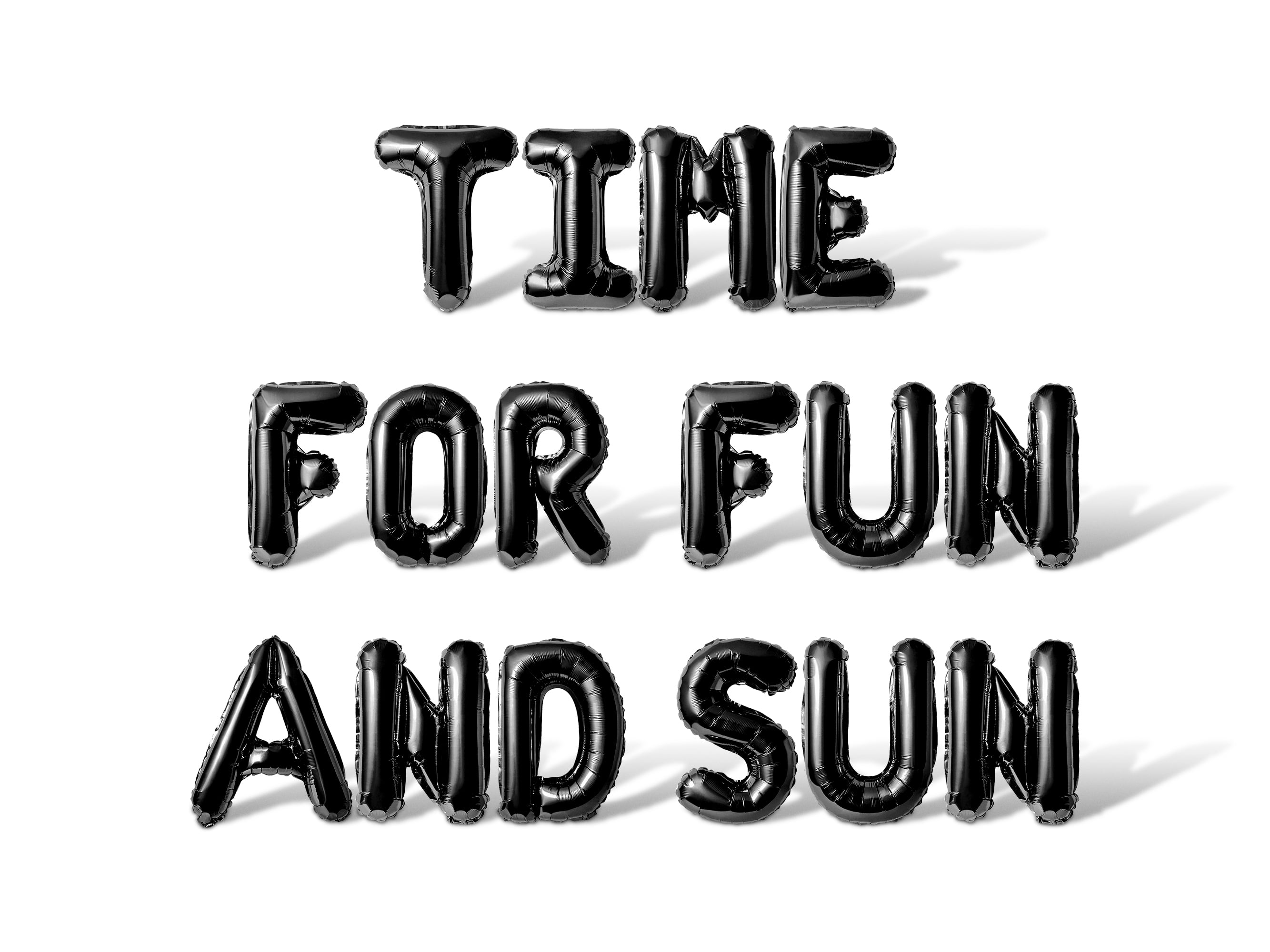 Letter Balloons - TIME FOR FUN AND SUN 16" Inch Alphabet Letters Foil Mylar Balloon Retirement Party Banner (Black)