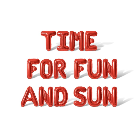 Letter Balloons - TIME FOR FUN AND SUN 16" Inch Alphabet Letters Foil Mylar Balloon Retirement Party Banner (Red)