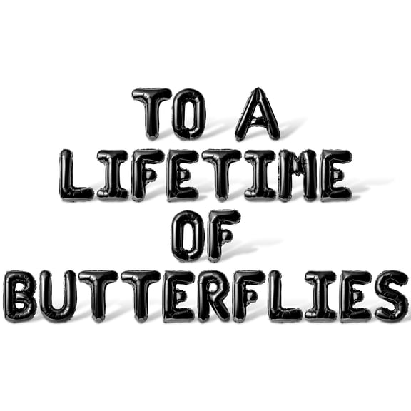 Letter Balloons - TO A LIFETIME OF BUTTERFLIES 16" Inch Alphabet Letters Foil Mylar Balloon Bachelorette Party Banner (Black)
