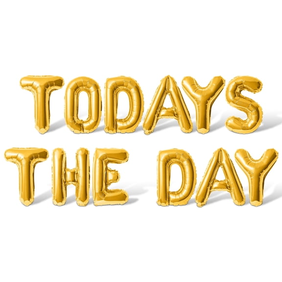 Letter Balloons - TODAYS THE DAY 16" Inch Alphabet Letters Foil Mylar Balloon Birthday Party Banner (Gold)