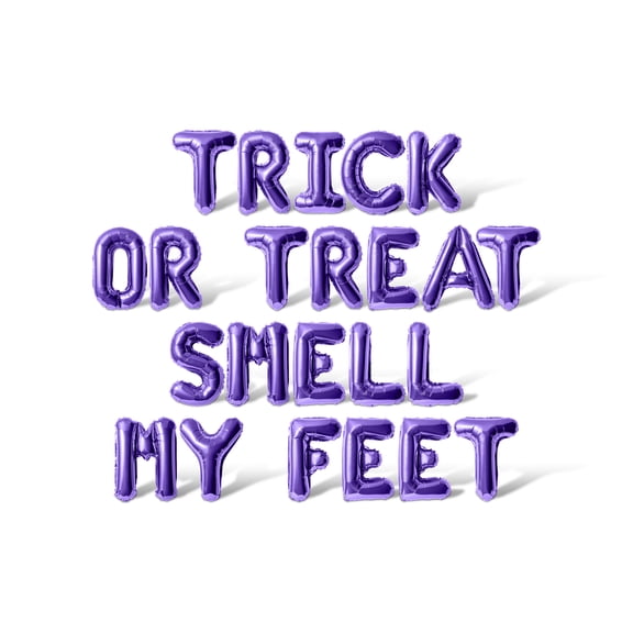 Letter Balloons - TRICK OR TREAT SMELL MY FEET 16" Inch Alphabet Letters Foil Mylar Balloon Halloween Party Banner (Purple)